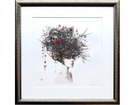 Grafika "Gėlininkė", 50x50cm