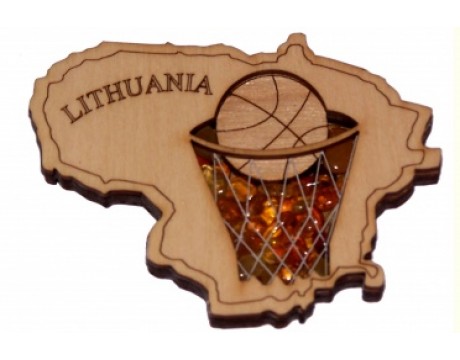 Magnetukas "Lithuania", puoštas gintaru 